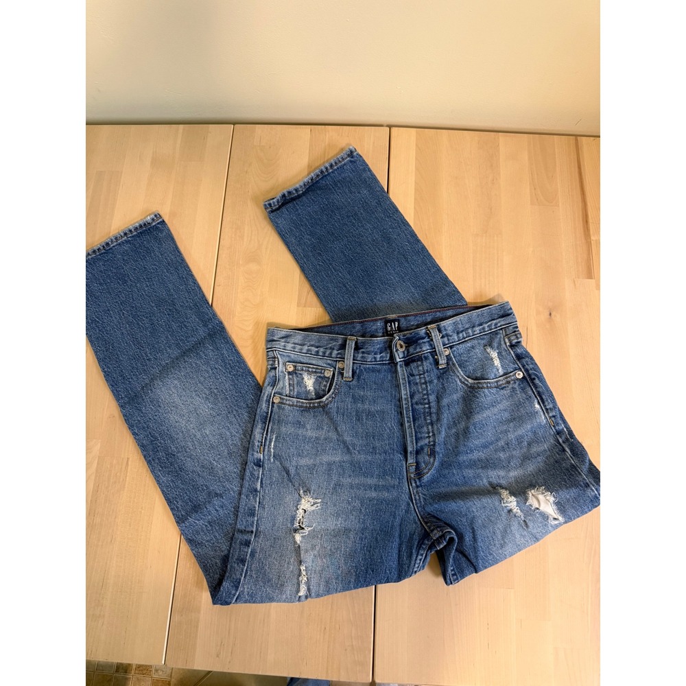 GAP Denim Women's Straight Leg Jeans‎ Distressed Blue Size 27